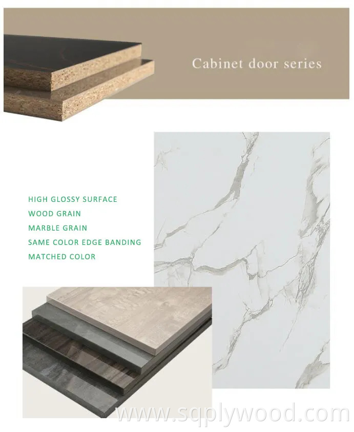 for Interior Wall Panel UV Glossy Laminated Pet Particleboard Melamine MDF